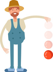 Farmer Character Throwing Ball
