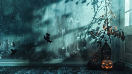 Indoor Halloween decoration concept. generative AI image