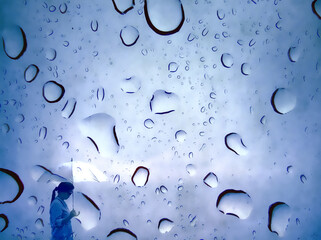 Abstract background of raindrops on glass