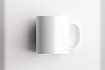 Blank coffee or tea cups with handle. Mug made of Porcelain, 3D illustration.