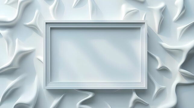 White Picture Frame on Sculpted Fabric Background Ai generated
