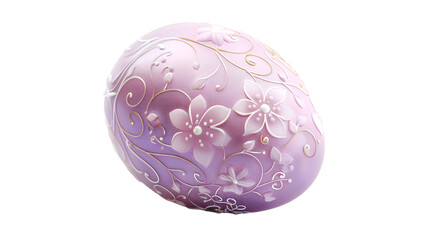 Purple Egg With Painted Flowers, cut out Easter symbol