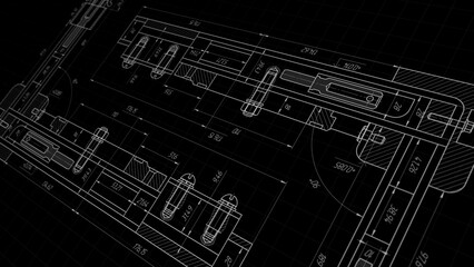 Engineering industrial background. Technical drawing .Technology banner. illustration .