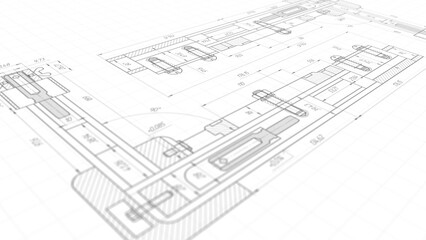 Engineering industrial background. Technical drawing .Technology banner. illustration .