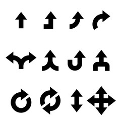 set of pointer arrows, in black on a white background, design elements