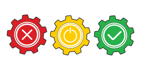 Gear icons. On and off signs. Internet security. Private password. Vector illustration .