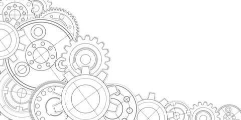Gear background.Engineering industrial.Technical drawing .Technology banner.Vector illustration .