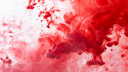 Abstract background of red ink in water. Ink swirling in water.