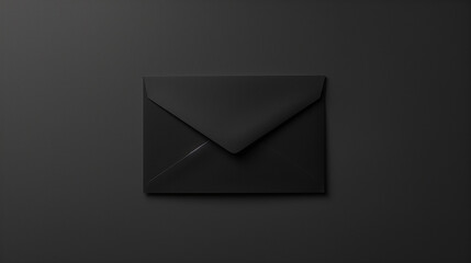 Black envelope mockup on black background. 3D rendering illustration. - obrazy, fototapety, plakaty