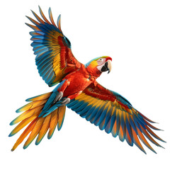 Obraz premium Colorful flying parrot isolated on white. With clipping path
