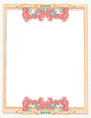 Marco decorativo con flores en textura de crayón para invitación o scrapbooking