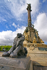 Fototapeta na wymiar Christopher Columbus monument near la Rambla of Barcelona.