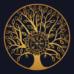 Yggdrasil, the tree of life. Vikings symbol Odin,with futhark runes , YGGDRASIL PAGAN SYMBOLS AND NORSE RUNES	

