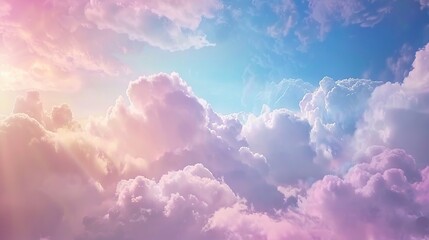 Lose yourself in the dreamy hues of a Cotton Candy Sky, where pastel pinks and blues create a whimsical canvas of serene beauty. - obrazy, fototapety, plakaty
