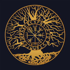 Yggdrasil, the tree of life. Vikings symbol Odin,with futhark runes , YGGDRASIL PAGAN SYMBOLS AND NORSE RUNES	
