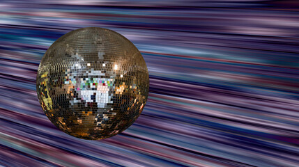 Party disco mirror ball reflecting blue lights
