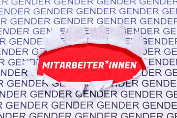 Gendern am Beispiel Mitarbeiter Mitarbeiter*innen mit Gendersternchen als Symbol für...