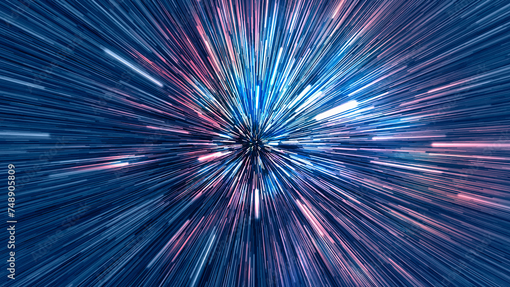 Poster abstract flight in space hyper jump illustration