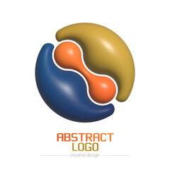 Abstract 3d logo. A template for a brand, ID, sticker, sticker, or pictogram. Social network icon, corporate design idea