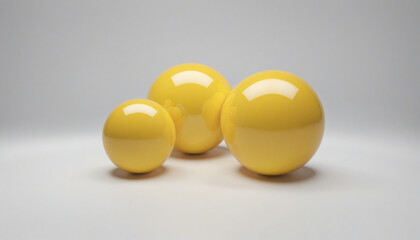 Yellow spheres, 3d render beautiful yellow balls