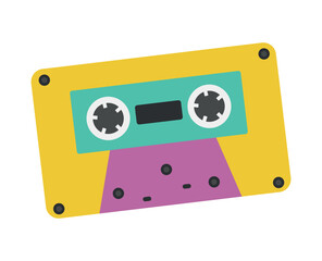 Vector illustration of a cassette for a tape recorder, listening to music, cassette clipart