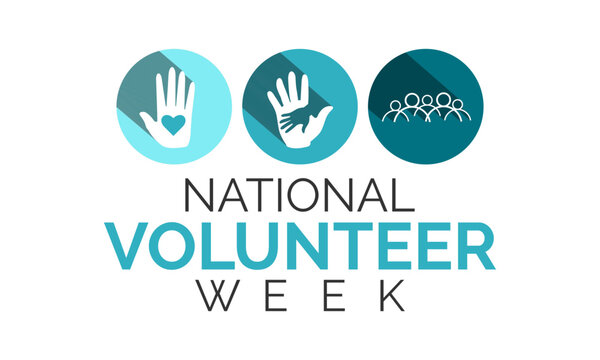 Vector illustration on the theme of National Volunteer week observed each year during third week of April. Greeting card, Banner poster, flyer and background design.