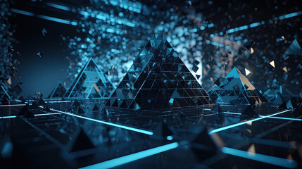 Abstract background with structure of neon triangles and technology style.