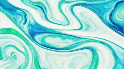 Green and Blue dynamic background mixing liquid paints art. Modern futuristic pattern marble translucent colors texture