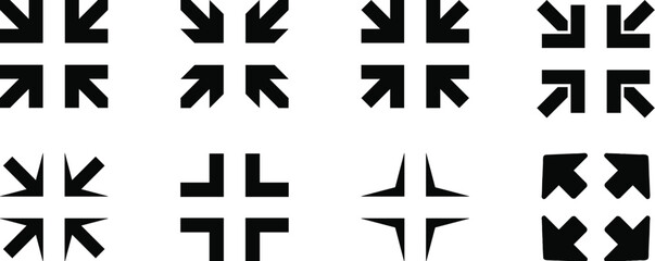Obraz premium Fullscreen Icon set. Expand to full screen sign and symbol. Arrows symbol