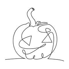 Pumpking single continuous one line out line vector art  drawing  and tattoo design