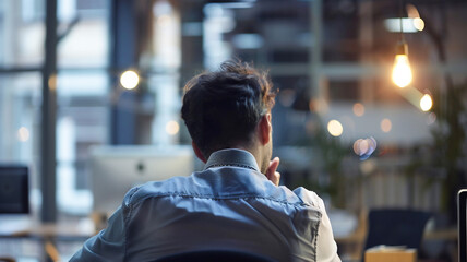 Fototapeta premium Close up portrait stressed businessman suffer from shoulder pain. Office syndrome concept ..
