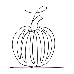 Pumpking single continuous one line out line vector art  drawing  and tattoo design
