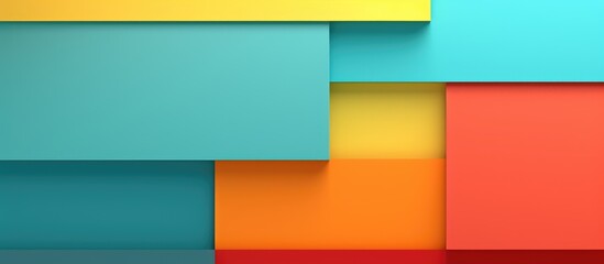 A vibrant multicolored background featuring an array of squares and rectangles in modern material design. The colors blend together seamlessly, creating a visually striking and dynamic composition.