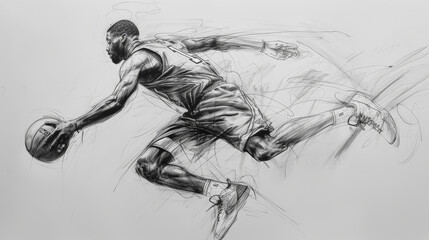 Fototapeta premium Basketball Ballet: Dynamic Movement. Generative AI