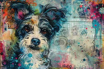 Whimsical Whiskers: A Playful Dog Element for Scrapbooking and Junk Journaling Mixed Media Art"