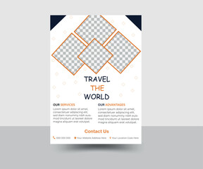 
Business flyer, brochure design, magazine or flier mockup in blue & white colors,flyer in A4 size.	
