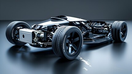 Futuristic Racing Car with Sleek Design and Shiny Finish - obrazy, fototapety, plakaty