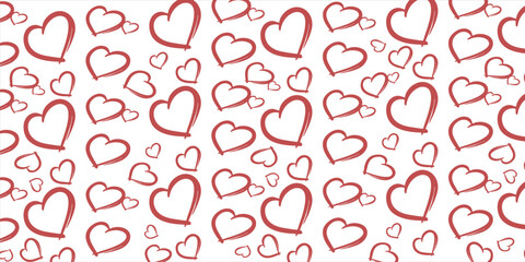Cute love heart seamless pattern illustration. Cute romantic pink hearts background print. Valentine's day holiday, romantic wedding design.