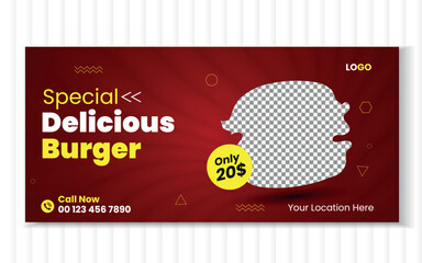 Modern Restaurant Burger Sale banner billboard banner or food banner design template