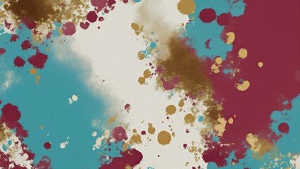 Maroon Teal Gold and White Hazy paint splatter pastel background