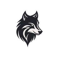 head of wolf black and white vector illustration isolated transparent background logo, cut out or cutout t-shirt print design