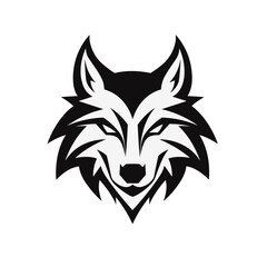 head of wolf  icon black and white vector illustration isolated transparent background logo, cut out or cutout t-shirt print design