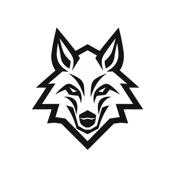 head of wolf  icon black and white vector illustration isolated transparent background logo, cut out or cutout t-shirt print design
