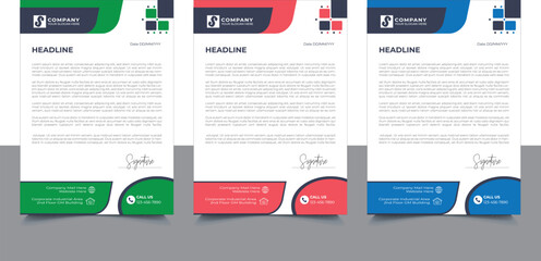 Professional Company Business Letterhead Template Design With Various Colors Bundle For Corporate Office
