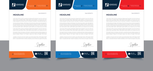 Professional Company Business Letterhead Template Design With Various Colors Bundle For Corporate Office