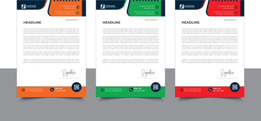 Professional Company Business Letterhead Template Design With Various Colors Bundle For Corporate Office