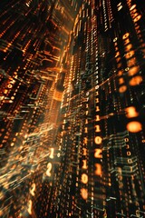 An aesthetic texture composed of brown and black alphanumeric codes, evoking a cyberpunk-esque matrix