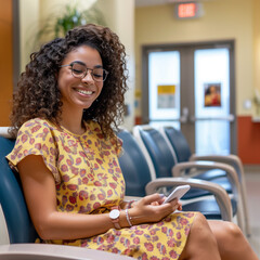 woman smiling waiting for doctor