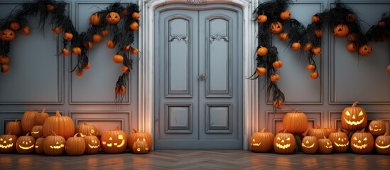Obraz premium Interior of hall decorated for Halloween.