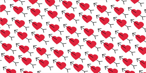 Cute love heart seamless pattern illustration. Cute romantic pink hearts background print. Valentine's day holiday, romantic wedding design.